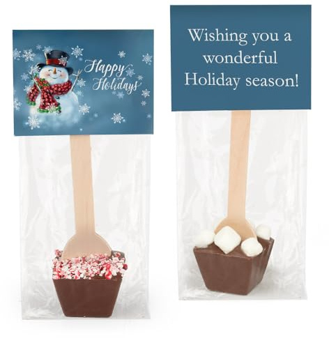 6ct Christmas Hot Chocolate Spoons Gourmet Milk Chocolate Favors (6 Pack) - Snowman Holiday Party Favors & Gifts