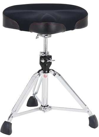 Gibraltar Schlagzeughocker, Drumhocker 9000 Series Saddle Neoprene, 9608NM (Durchmesser: 42cm, Neopren-Sitzfläche, Memory Lock, doppelstrebige Basis, 'Super Foot' Gummifüße)