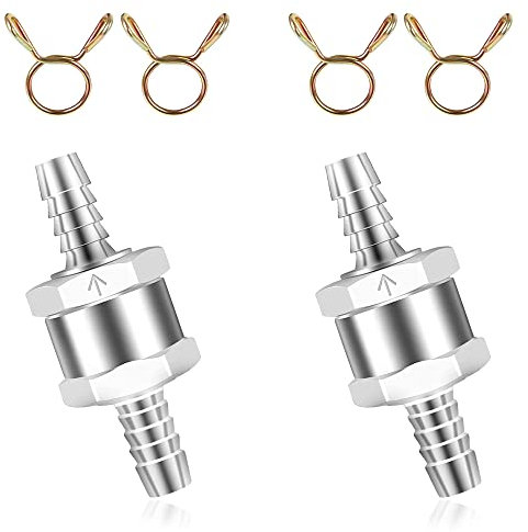 Clapet anti-retour pour carburant, essence, diesel, huile végétale, eau, 8 mm, 2 pièces avec quatre colliers de serrage