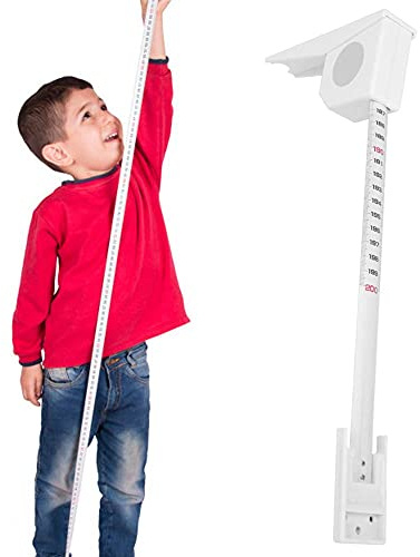 2M ABS Stature Mètre Mur Monté Hauteur Mètre Usage Domestique Croissance Tableau Règle 2M / 6.6ft Rétractable Ruban Outil De Mesure pour Adultes Enfants(Blanc)