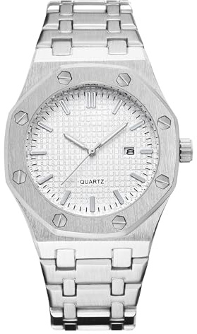BARAMON Herrenuhren, Edelstahl, Quarzuhrwerk, Datum, Herrenuhr, wasserdicht, leuchtende Zeiger, Armbanduhr für Herren