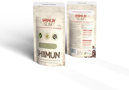 I Love My cat Ergänzungsfuttermittel für Katzen mit Shiitake, Flohsamenschalen - Shiimun Slim - 50g. Ideal für Sterilisierte Katzen, Entwickelt in Kooperation mit Tierärzten.