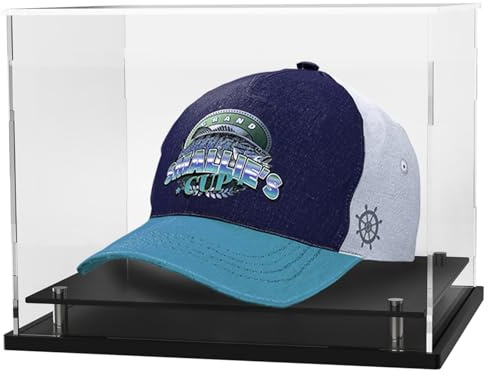 Présentoir transparent pour casquettes de baseball, de football ou de baseball, mini casques. Présentoir de casquettes de baseball avec pieds en métal (montable)
