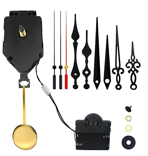 Lioaeust Ersatz-Set für Pendeluhr, Quarz, komplettes Pendeluhrwerk, Uhrwerk, Metallzeiger, Reparaturteile (B)
