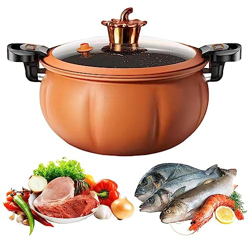Pentola per Zucca, Pentola per Zucca in Ceramica da 8 Litri con Coperchio, Pirofila Ciotola per Zucca Carina, Casseruola Resistente a Forma di Zucca, Pentola per Zuppa in Ceramica per Forno Oland