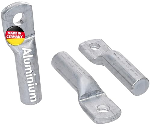 Kalitec 3x AL-Presskabelschuhe 25mm² M8 - Aluminium Verbinder ALR25-M8 | 3 Stück für Rundkabel und Sektorkabel, zugentlastet, aus 99,5 % Aluminium, blank, Made in Germany Qualität