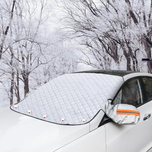 CaiTang Copri Parabrezza per Auto, 5 Magneti Copertura Parabrezza Auto, Protezione Parabrezza Protezione Solare, Copri Parabrezza per Auto Protezione Anti UV, Neve, Grandine (225x110cm)
