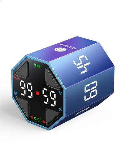 Ticktime T8 Pomodoro Timer pour Étude, Travail, Tâches, TDAH, Cuisine | Pomodoro Timer, Flip 3/5/10/15/30/45/60 min Countdown, Minuteur & Chrono, 3 Options Rappel, Écran Clair, Flip Pause & Reprise
