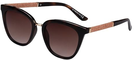 SQUAD Sonnenbrille Für Damen , Brille Frauen Fashion Quadratisch mit braunem Glitzer 100% uv400-schutz