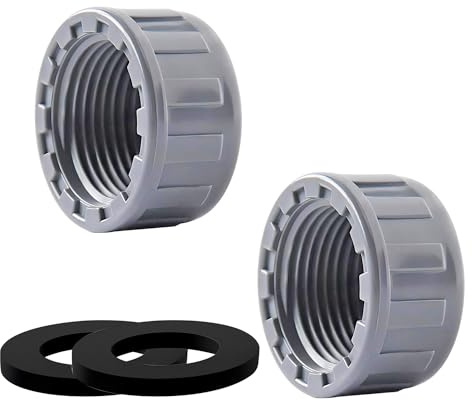 Ctyjia 2 Pack Female Thread Pipe Fitting Cap, 25mm Fitting Blanking Cap, PVC Blanking Stop Cap, Waste Pipe Blanking Cap wity Washer