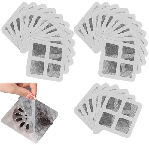 Coladores de desagüe Desechable,Desechable Rejilla Desague Ducha Floor Drain Sticker,Protección de Drenaje,Filtro de Fregadero,Colectores de Pelo de Drenaje Pegatina de Malla de Drenaje Ducha,30 PCS