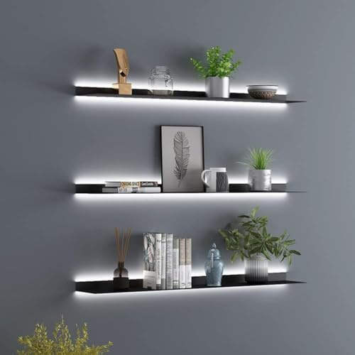 FCYNNV Wandregal Schwebende Regale Lichtemittierende Regale, Wandbehang Kreatives Bücherregal Schwebende Wandregale Eingebautes Beleuchtetes LED-Licht, 60CM