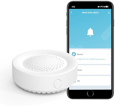 WiFi Smart Sirene Alarm: Home Security Alarm mit 100dB Sounder, App-Steuerung, Smart Innensirene für Home Safety System,Drahtloser Einbruchalarm, Kompatibel mit Alexa