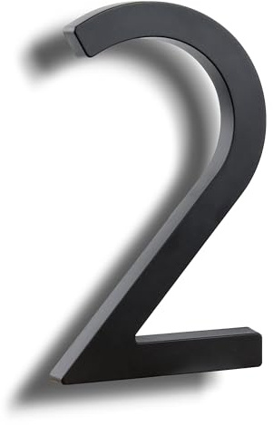 HASWARE Numeri civici eleganti in ABS da 15 cm, design elegante nero, resistenti e facili da installare (nero, 2)