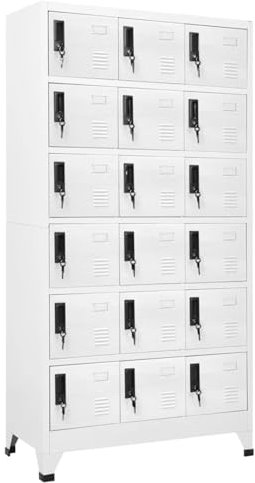 IKAYAA Spind Schrank Schließfachschrank mit 18 Fächern Metallspind Abschließbar Umkleideschrank Lagerschrank Spind Metallschrank Wertfachschrank Schließfach Stahl Weiß