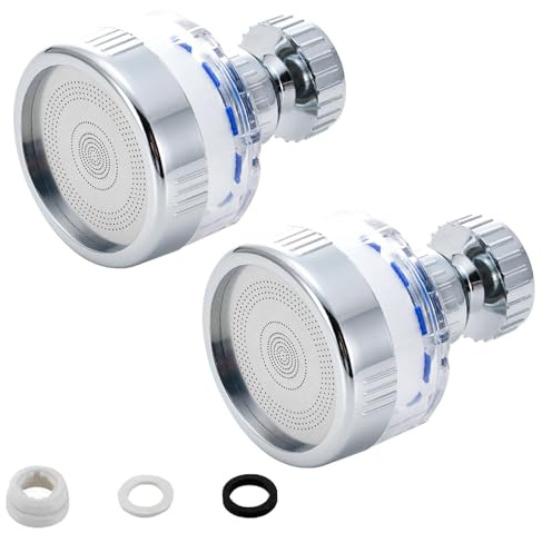 2Pcs Durable 360 Degree Sink Faucet Filter Kitchen Bathroom Sink Water Filter Tap Universal Splashproof Faucet Filter for Bathroom Shower