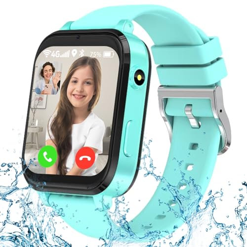 LITEYPP Smartwatch Kinder, 4G Kinder Smartwatch mit GPS und Telefon, Kinderuhr zum Telefonieren mit WiFi, SOS, Wecker, Schulmodus, Wasserdicht, Geschenke für Jungen Mädchen, Armbanduhr Mädchen(Grün)
