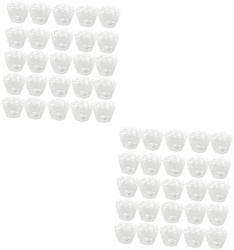 Ciieeo 2sets Hollow Out Cake Wrappers Elegant Lace Liner Paper Cups for Cupcake Baking Muffin 25pcs*2