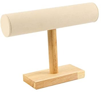 BESTYASH Expositor de Joyas de Madera Maciza Beige Grande, Soporte Multifunción para Pulseras y Relojes, Estante de Almacenamiento para Uso Doméstico y Exhibición
