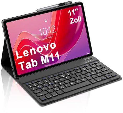 Occtingkind für Lenovo Tab M11 Hülle mit Tastatur mit 7-Farben Beleuchtung und Trackpad, für Lenovo M11 11 2024 TB330FU, Abnehmbare Bluetooth Tastatur, QWERTZ Deutsch, USB C, Roségold
