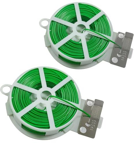 xiaoxiaozhijia 100m Laccetti Lacci per Piante,Filo di Ferro Plastificato con Taglierina Adatta per Reggette da Giardino,Rete Ombreggiante,Rifinitura di Cavi (50m*2)