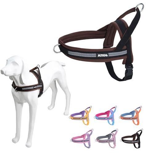 AIITLE Soft Padded Dog Vest Harness, No Pull Pet Harnesses with A Handle, Escape Proof and Quick Fit Reflective Dog Strap Harness, Easy for Training Walking Running for Small Dogs Black-Brown XS