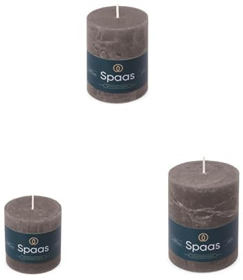 Spaas Rustikale Stumpenkerze, 70/70 mm, 25 Stunden und 70/95 mm, 35 Stunden und 80/110 mm, 65 Stunden, Dunkelgrau