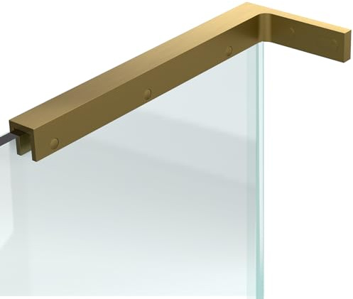 LukLoy Support fixe en verre mural - Stabilisateur en forme de L - Support de montage pour panneau de douche de 8 à 12 mm - Sans perçage dans le verre (doré)