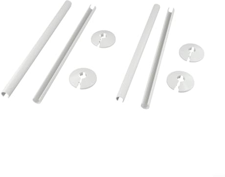 LVYXON Lot de 4 cache-tuyaux blancs de radiateur de 15 x 300 mm et 4 colliers de tuyau de 15 mm de diamètre, faciles à installer et à clipser pour chauffage, eau, gaz