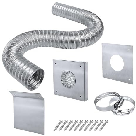 Cold Air Kit, Fireplace Accessories, Rust Resistant Ventilation Set with Sturdy Metal Parts, Airflow Intake Tool Stove Pipe Connection, Pellet Kits for Outdoor Heating, 12.01 Inch