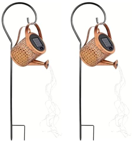 Lightware Solar Watering Can Garden Light - Decorative Outdoor LED String Lights with Warm White Glow - IP44 Weather Resistant Solar Powered Metal Hanging Lantern for Patio & Lawn - 31 LEDs (2)