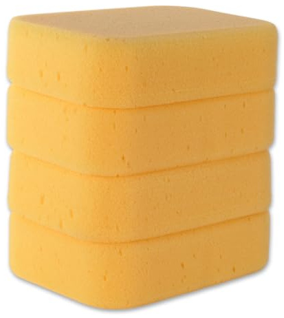 Car Sponges, Car Cleaning Sponges Washing & Windows - Anti Scratch Technology, Perfect For Wheels, Windscreen & Bodywork Easy Grip Thick Foam(4PCS Yellow)