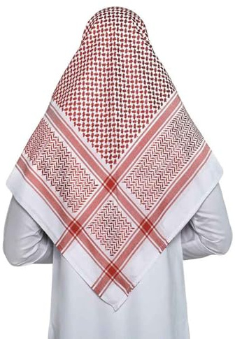 Urgarment Keffiyeh Arab Head Covering Scarf for Men Sheikh, Islamic Muslim Turban Emirates Dubai Men Headwear Hijab