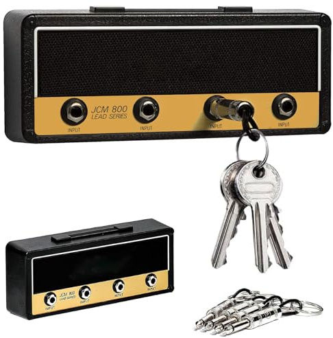 Schlüsselbrett Vintage im Gitarrenverstärker-Design,Mar sha ll Schlüsselhalter zur Wandmontage mit 4 Gitarrenstecker Schlüsselanhängern,Schlüsselboard für Flur & Musikzimmer