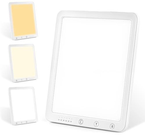 PORFOYO Lampada per Terapia della Luce, 10000 Lux Lampada di Luce Diurna con 5 livelli di luminosità, senza raggi UV, Migliora l'Umore e Aiuta a Risollevare il Morale