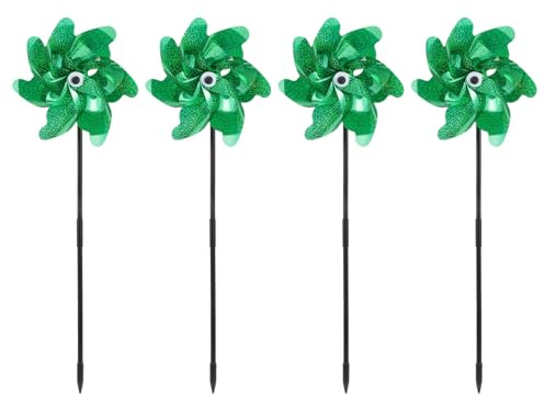 TOYANDONA 1 Jeu Moulin À Vent Décoratif pour Jouets Et Décorations De Jardin Extérieures Vert Attrayant Et Aux Intempéries 4 Pièces