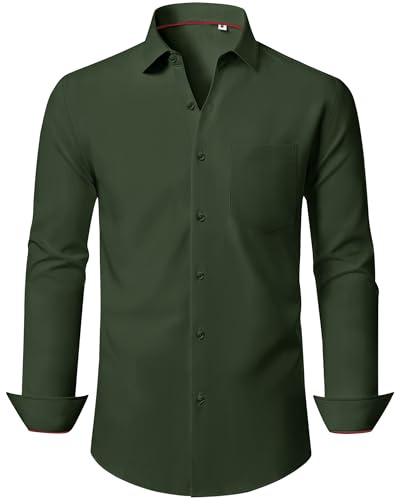 J.VER Mens Shirts Long Sleeve 4-Way Stretch Business Casual Formal Shirt | Dress, Regular Fit, Work, Office, Smart, Wedding, Party, Elastic, Non Iron, Button Down, Pocket, Dinner, Top, Fashion