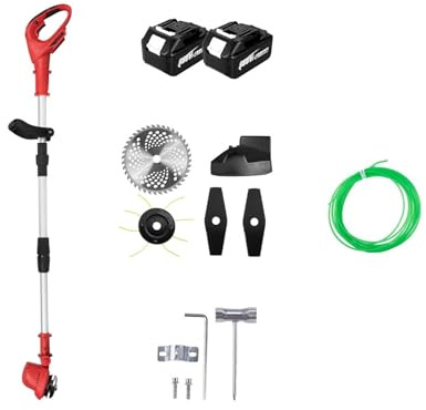 10Inch 4000W Brushless Electric Lawn Mower 36000RPM Cordless Grass Trimmer Length Adjustable Garden Tools For 18V Battery Efficient Pruning(2 Battery)