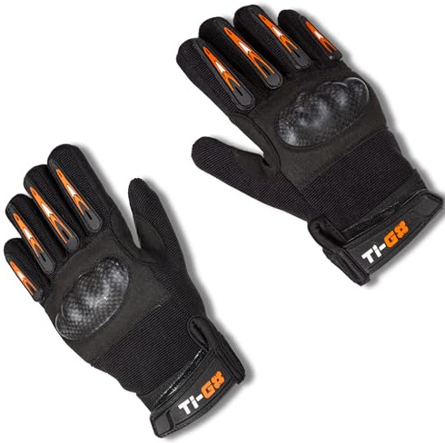 Ti-GO MX Motorcross Gloves Kids - Carbon Knuckle Childrens Bike Riding Cycle Sports Accessories - Boys Glove for Cycling, Electric Balance Bikes or Scooter & MTB Finger Protection