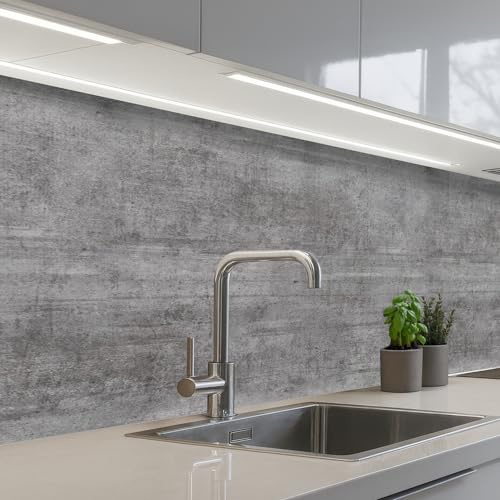 KitchenYeah© Paraschizzi Cucina Adesivo 60x150 cm Pannello Parete Paraspruzzi Lavandino Decorativo Calcestruzzo - Modello - Antico