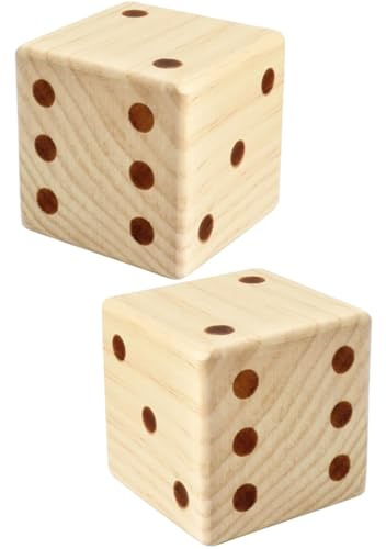WOONEKY Dadi Grandi in Legno 7 CM Angoli Arrotondati, Set 2 Pezzi per Giochi da Tavolo, Feste e Riunioni, Dadi Multiuso Punti Grandi per e Adulti