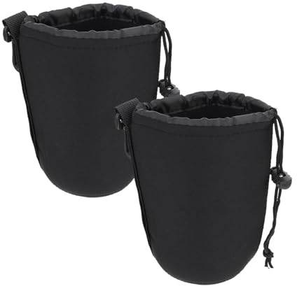 Hemobllo Neopren Objektivtaschen Schwarz für DSLR Kameras 2 Stück-Pack Stoßfest Elastisch Spezielle Konstruktion und Feine Verarbeitung als Schutz für Kameraobjektive