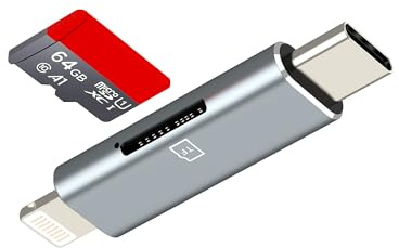 Micro SD Kartenleser USB-C Adapter für iPhone 17 16 15 14 13 Pro Max für Apple iPad Digitalkamera Speicher Lightning Transfer Fotos Konverter Kompatibel mit Samsung Galaxy S25 Android Laptop Macbook