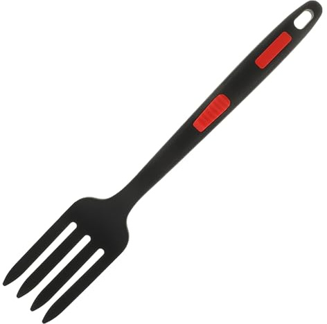 FOMIYES Tenedor de Ensalada Portátil de Silicona Resistente, Utensilio Ergonómico para Cena y Cocina, Color Negro, 1 Unidad, Accesorio Multifunción para Uso Diario