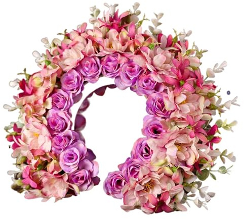 Blomsterkrans av konstgjorda blommor, Blommigt pannband Flerfärgad kvinnor bröllop håraccessoarer(Color8)