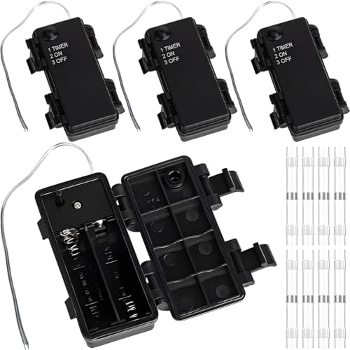 HAAMNING7 4 Pcs Waterproof Two AA Battery Holder with Switch 3V Enclosed 2X AA Battery Case Box Waterproof with Bare Wire, for Hobby DIY Electronic LED Light