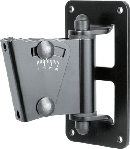 K&M 24471 Boxenwandhalter aus Stahl Schwarz - schwenkbar - Neigung bis 30 Grad mit praktischer Skalierung