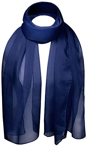 Basic Sense Plain Chiffon Soft Sheer Scarf, Navy