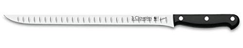 3 Claveles Uniblock Coltello Alveolato Prosciutto, Metallo, Negro, 30 cm - 12