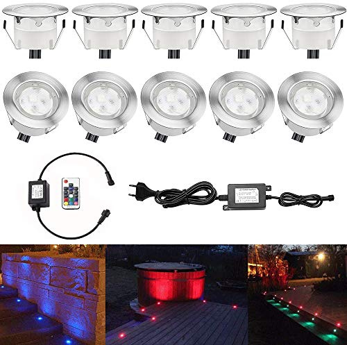 Spot, LED, 12 V, 45 mm, Beleuchtung für Außen, Dekoration, Deckenleuchte, Terrasse, wasserdicht, Metall Kunststoff, RGB, 45mm,10pcs 12.00 volts